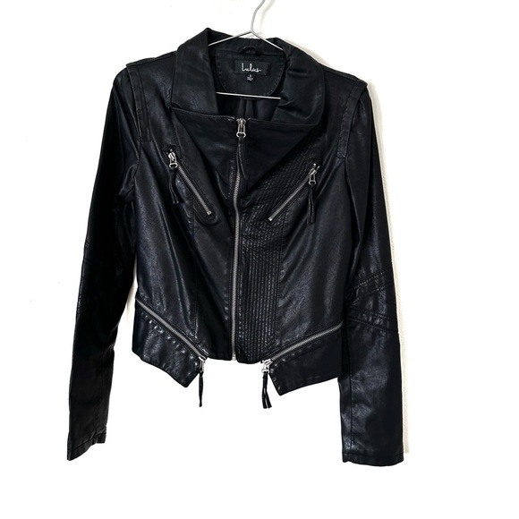 | lulus • up on a tuesday black vegan leather jacket • small | - Picture 10 of 16